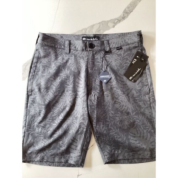 NWT Travis Mathew Go Fish Golf Shorts Sz 30 Heather Gray Palm Leaf - Picture 2 of 8